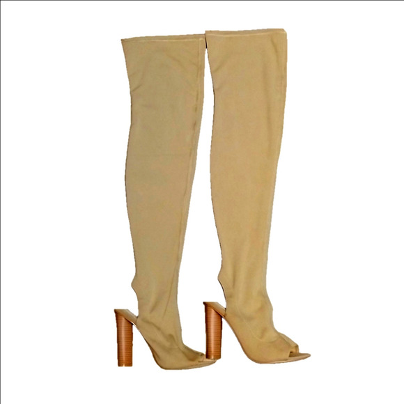 Public Desire Tan Sock Boots Size 7 - Picture 1 of 6